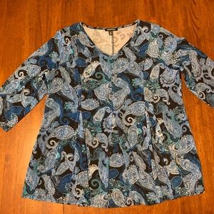 Roz & Ali Blue Paisley Swing Top Size 1X
